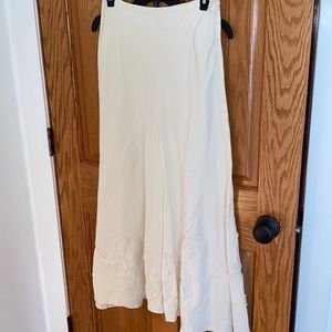 Cream embroidered maxi skirt